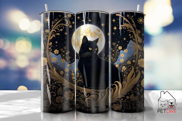 Black Cat and Moon Tumbler 2