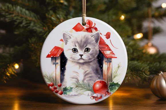 British Cat Christmas Ornament