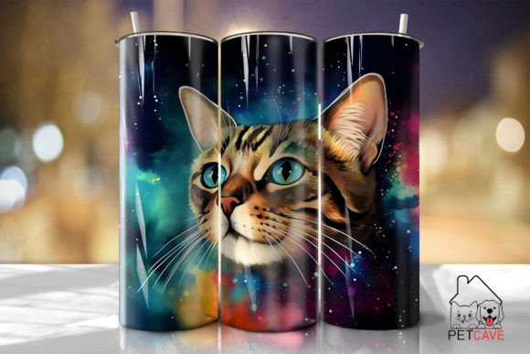 Cat and Galaxy Watercolor 20oz