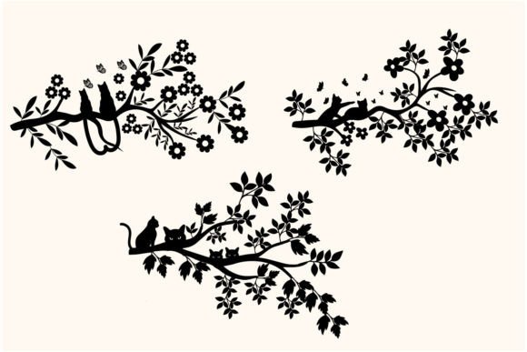 Cat Ornament Tree Floral