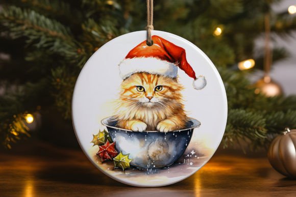 Cat Santa Hat Ornament