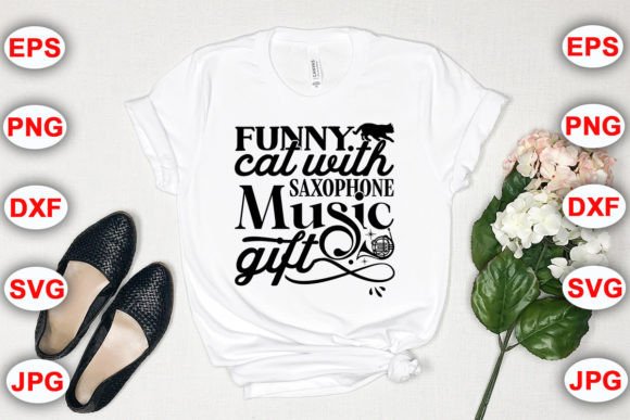 Funny Cat with Saxophone Music Gift