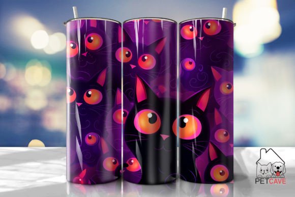 Halloween Black Cat Pattern for Tumbler