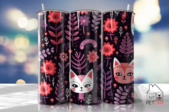 Halloween Cat Seamless Tumbler Wrap 1