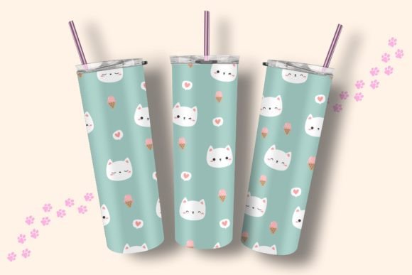 Kitten Tumbler Wrap Png 20oz Straight