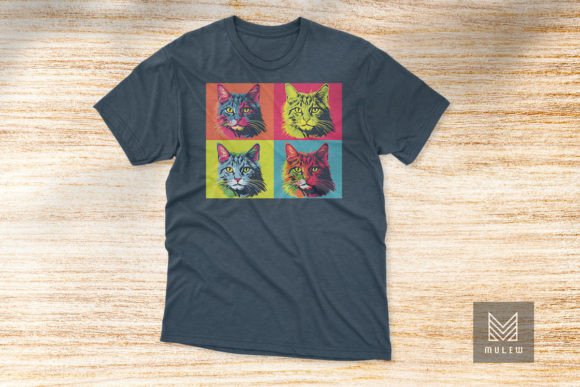 Pop Art American Bobtail Cat Four Panels