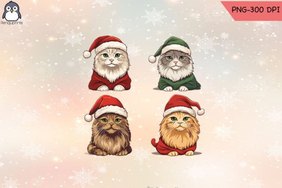 Set of Different Breed of Cat Christmas