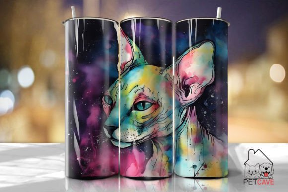 Sphynx Cat and Galaxy Tumbler 20oz
