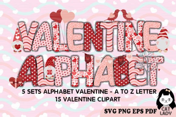 Valentine Alphabet SVG PNG Bundle